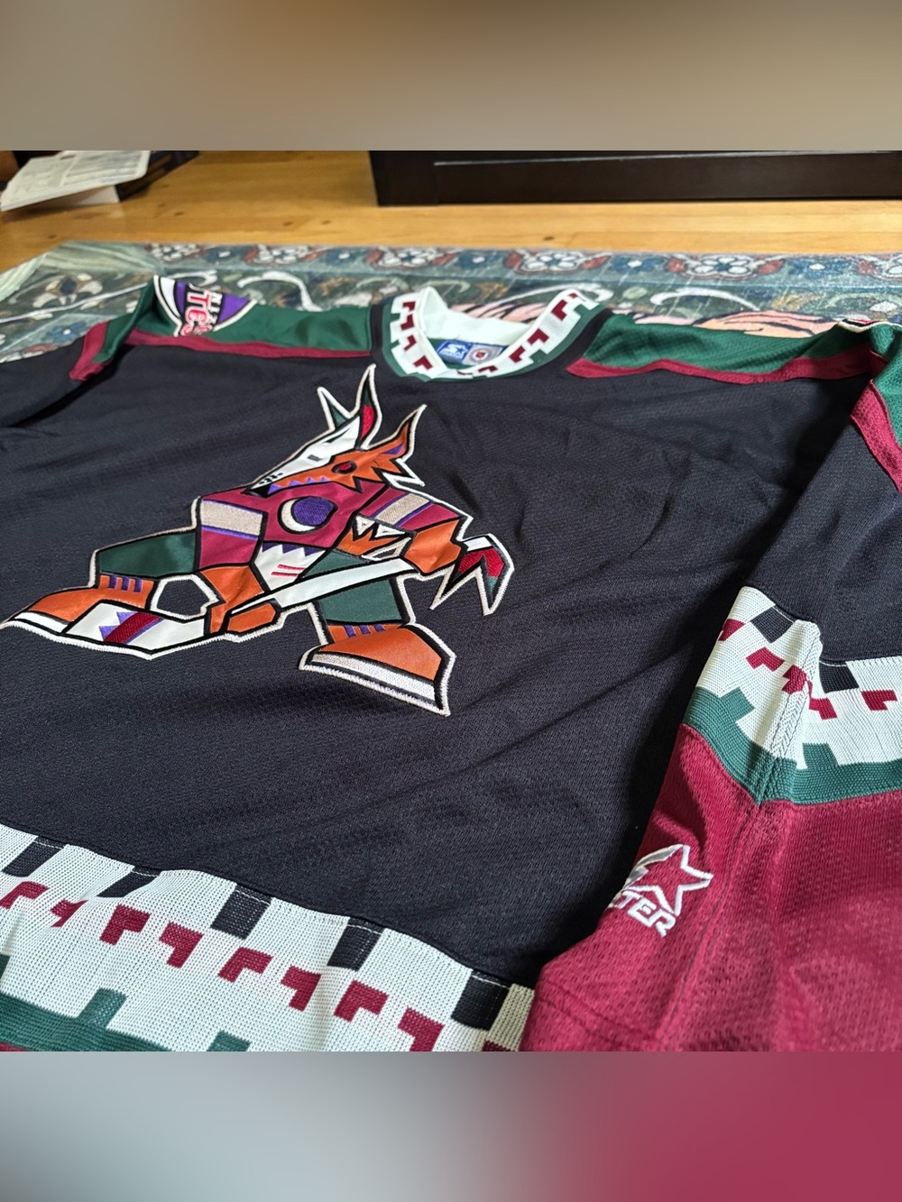 Vintage 90s Phoenix Coyotes Starter NHL Hockey Jersey Kachina Black Size XXL - Picture 3 of 7